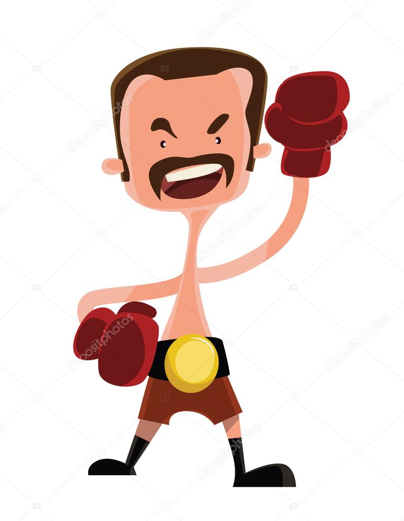 Mad boxer fighter vector illustration cartoon character