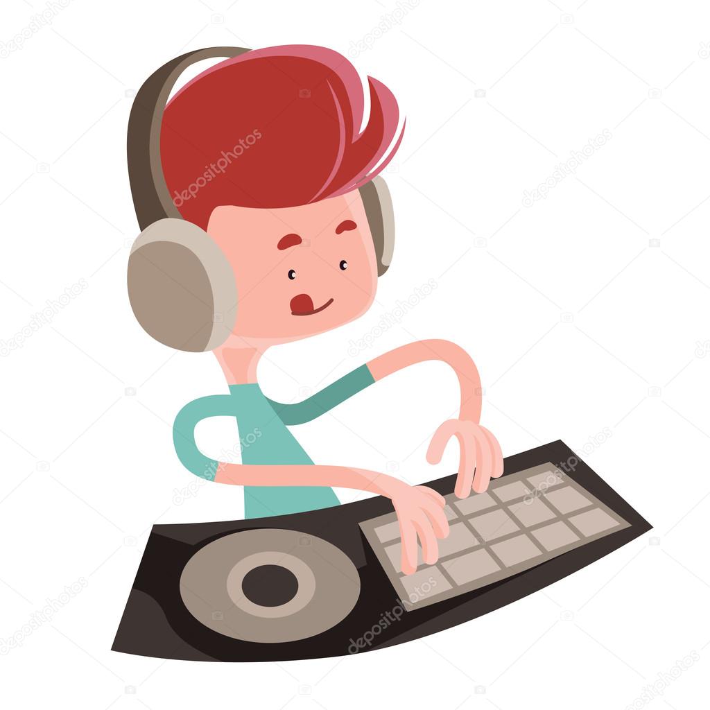 Dj playing music beats illustration cartoon character Stock Illustration ©maximillion11 #63700455