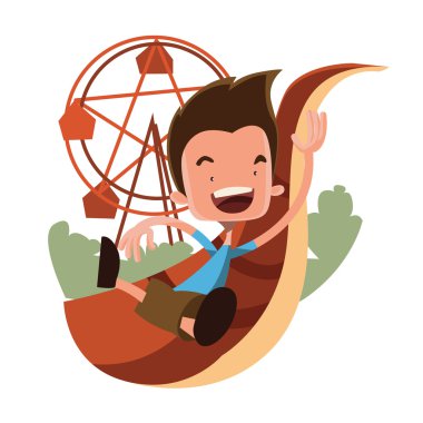 Luna park vektör çizim karikatür karakteri çocuğa