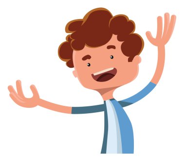 Mutlu çocuk kollarını yayılan illüstrasyon karikatür karakter vektör