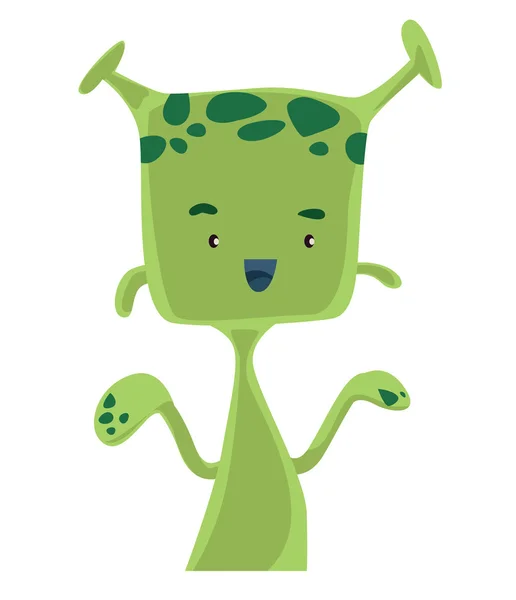 Gröna alien med antenner vektor illustration tecknad figur — Stock vektor