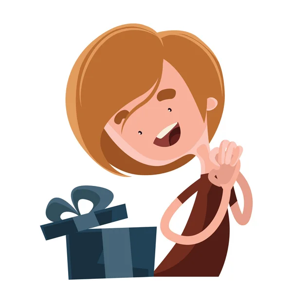 Happy birthday gift vector illustration cartoon character — Stock Vector