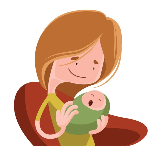 Mother holding her baby vector illustration cartoon character — Stock Vector