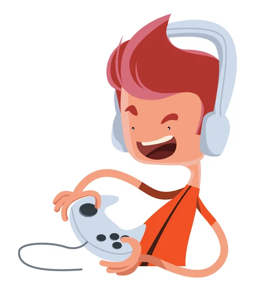 Playing the game vector illustration cartoon character — Stock Vector