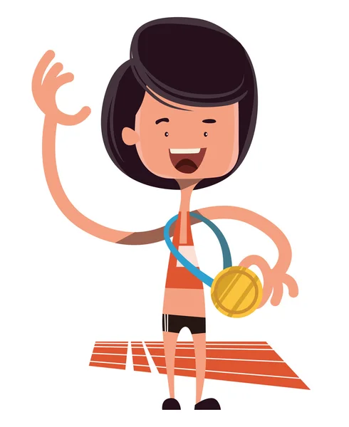 Winning the olimpic gold vector illustration cartoon character — Stock Vector