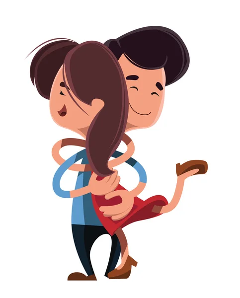 Pareja abrazándose mutuamente vector ilustración personaje de dibujos animados — Vector de stock