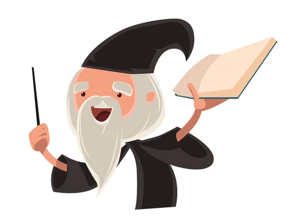 ग्रेट जादूगर बूढ़ा आदमी वेक्टर इलस्ट्रेशन कार्टून चरित्र — स्टॉक वेक्टर