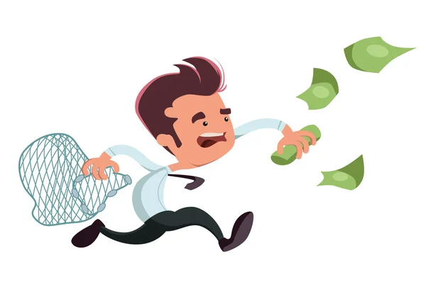 Catching money businessman vector illustration cartoon character — Stock Vector