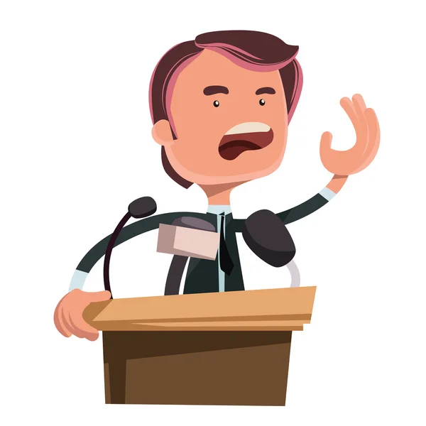 Político dando voz vector ilustración personaje de dibujos animados — Vector de stock