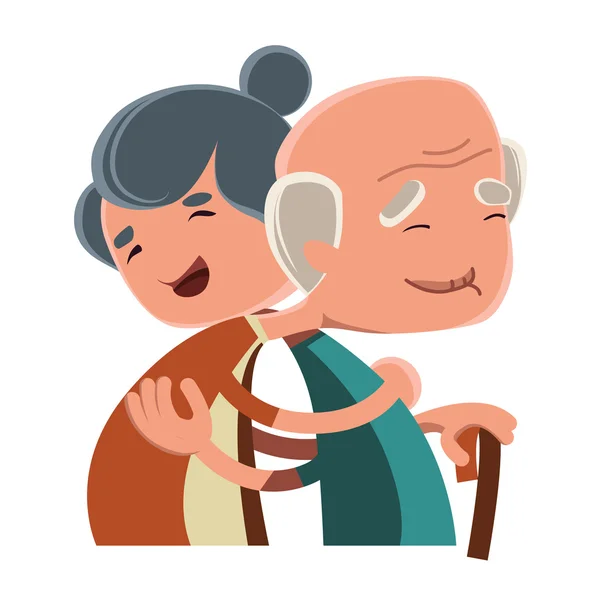 Old couple hugging vector illustration cartoon character — Stock Vector