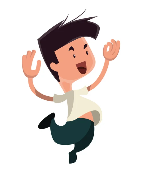 Homem pulando de felicidade vetor ilustração desenho animado personagem —  Vetores de Stock