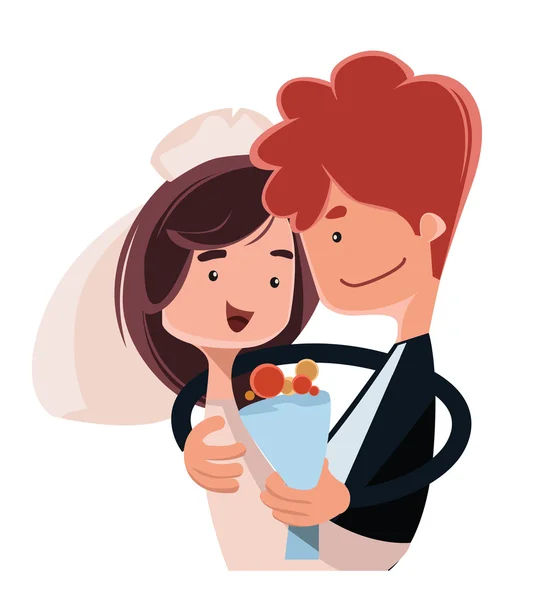 Couple got married vector illustration cartoon character — Stock Vector