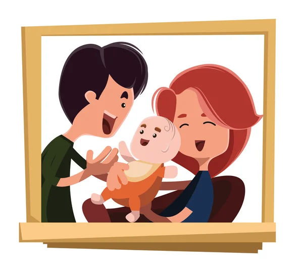 Personaje de dibujos animados familia feliz retrato vector ilustración — Archivo Imágenes Vectoriales