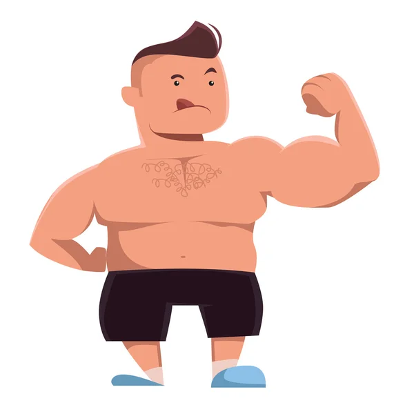 Hombre fuerte mostrando ilustración vectorial personaje de dibujos animados — Vector de stock