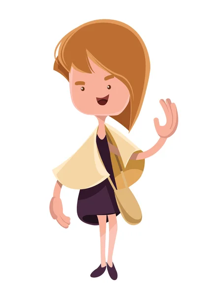Hermosa chica en barbecho vector de moda ilustración personaje de dibujos animados — Vector de stock