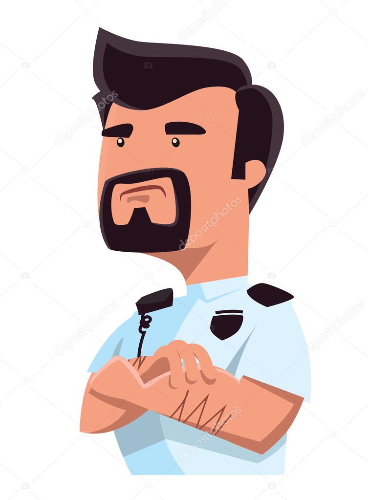 Security officer watching vector illustration cartoon character