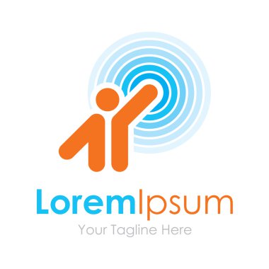 Radyo titreşimleri yayan adam basit iş simgesi logosu