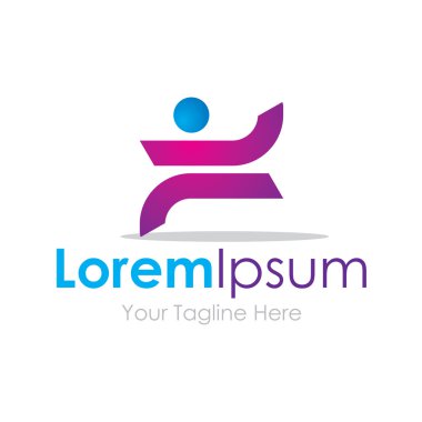 Basit iş simge logo koşan şık adam