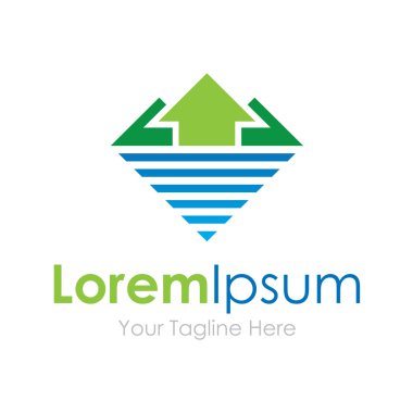 Doğa manzara basit iş simge logo yukarı Yeşil ok