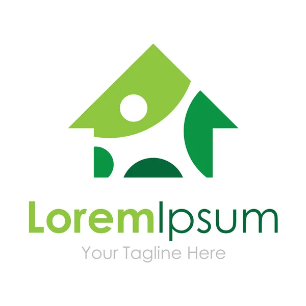 Eficiência imobiliária casa verde logotipo ícone de negócio simples — Vetor de Stock