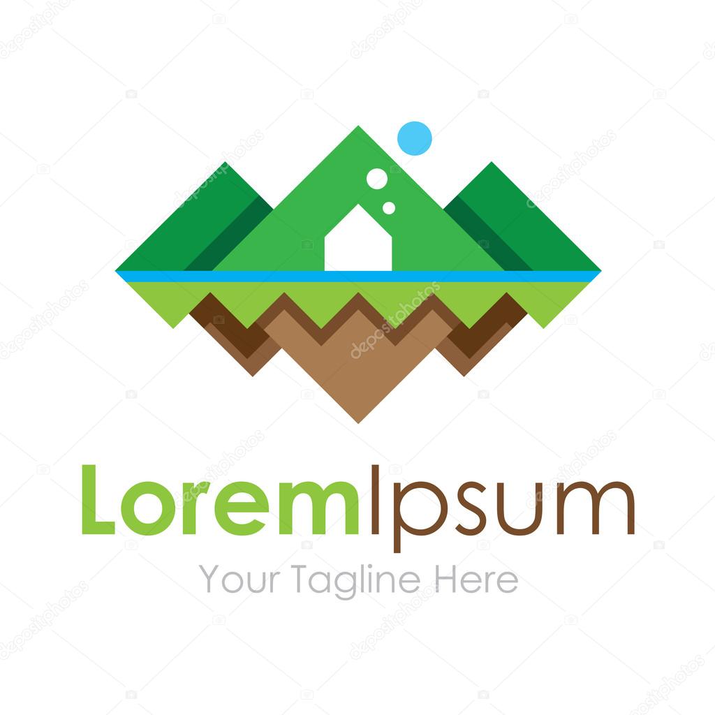 Green landscape relaxation home simple business icon logo