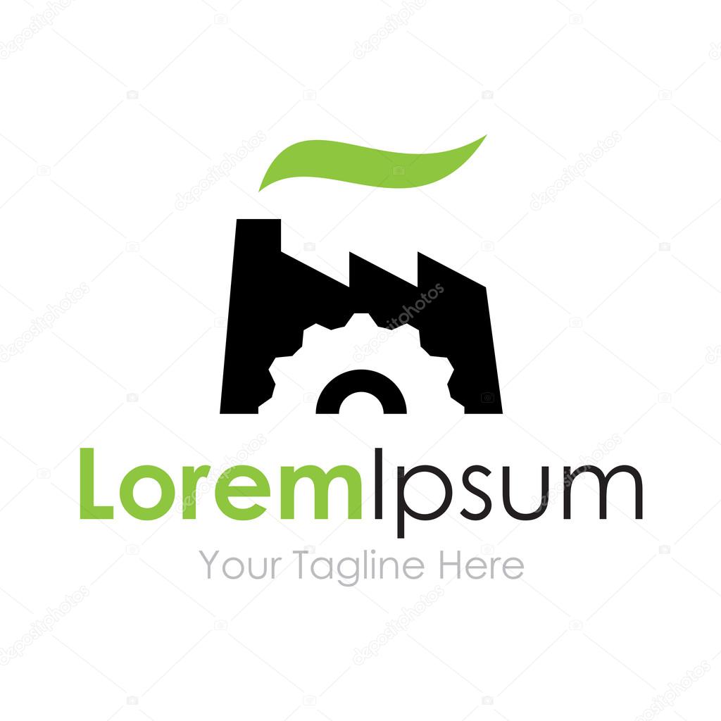 Eco factory plant gear spinning simple business icon logo