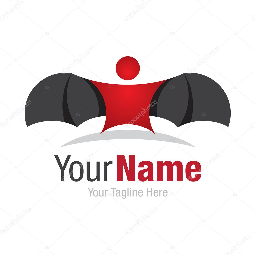 Batman man with black wings simple scary business icon logo