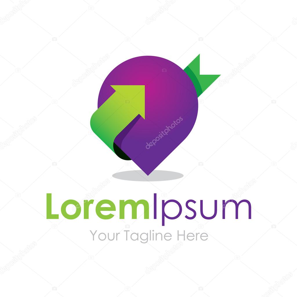Growing green arrow positioning simple business icon logo