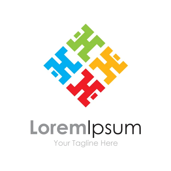 Partenariat coloré succès de groupe logo icône d'entreprise simple — Image vectorielle
