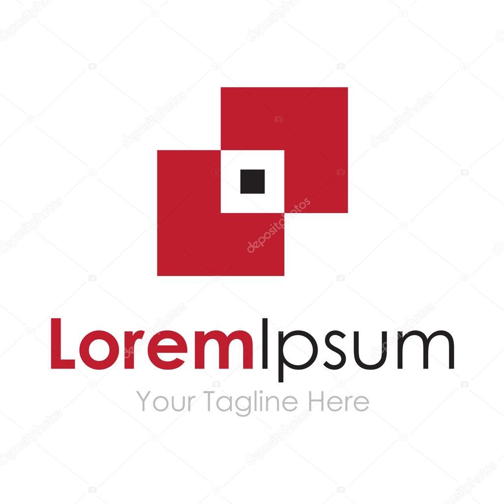 Red banking elegant square simple business icon logo