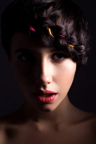 Beatiful female with creative hairstyle Royalty Free Stock Photos