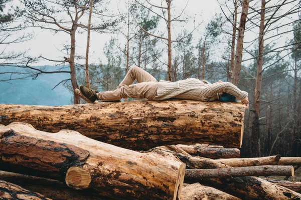 Відпочинок на стовбурі дерева — стокове фото