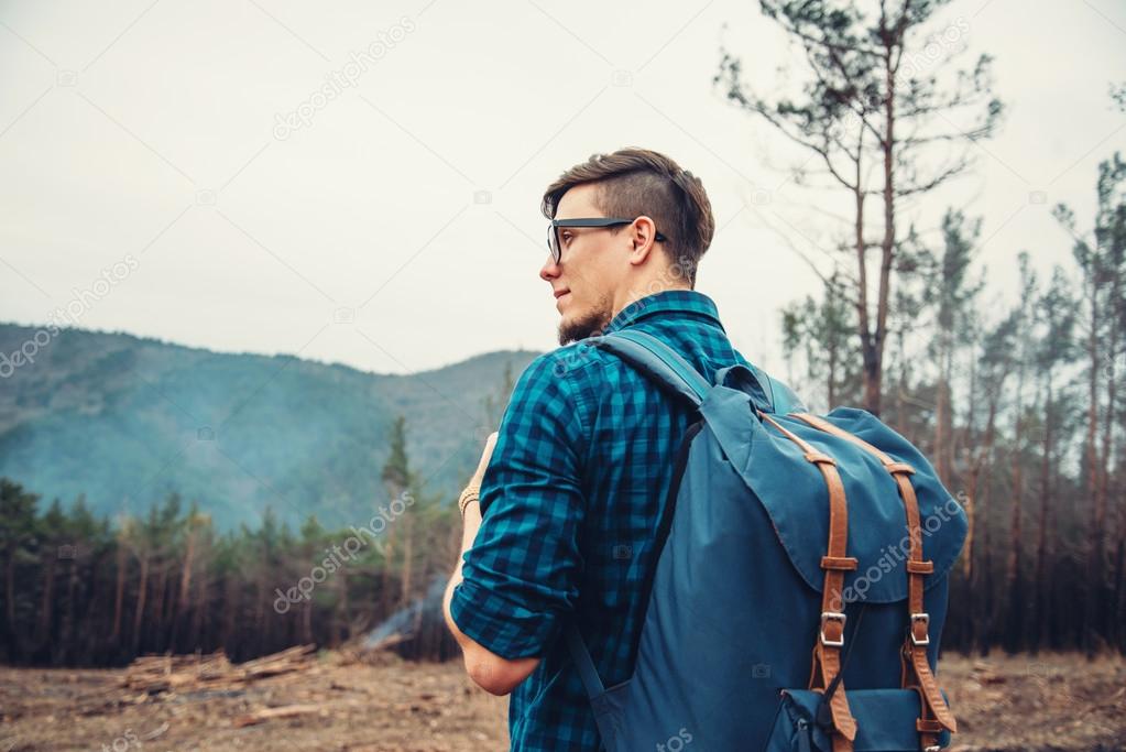 Handsome traveler man 