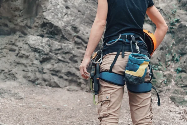 Woman with climbing outfit — Stock Photo, Image