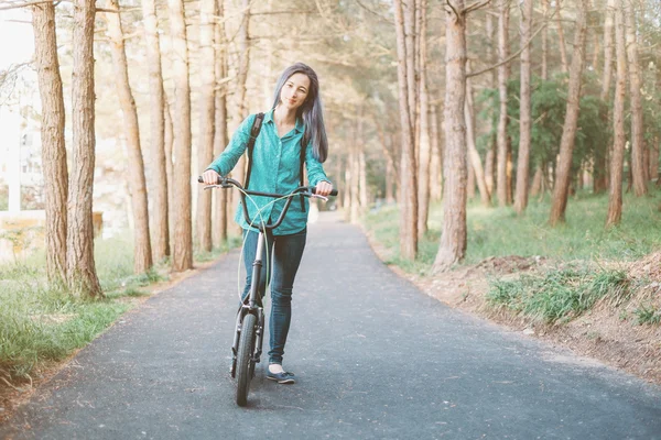 Girl on kick scooter — Stock Photo, Image