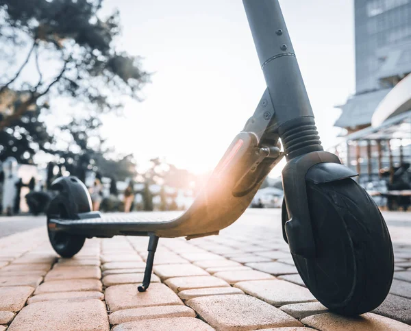 Electric Scooter City Summer Park Sunset Close — Stock Photo, Image