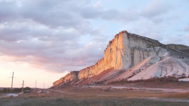 Natuur Landschap Van Kaya White Rock Bij Zonsondergang Herfst Krim — Stockvideo
