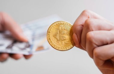 Şifreli para birimi bitcoin 'ini Amerikan doları ile takas et..
