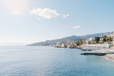 Resort city Yalta on coastline of Black sea.