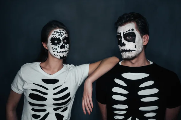 Couple in costume of skeletons — Stock Image Couple in costume of skeletons Stock Picture