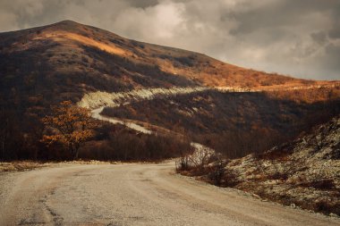 sonbahar dağlarında yol