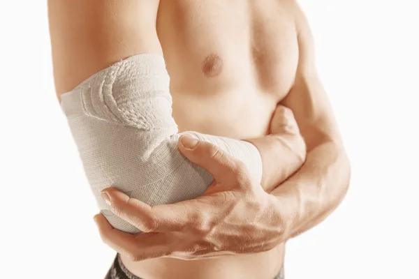 Smärta i manliga armbågsleden — Stockfoto