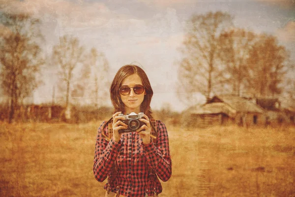 Woman with photo camera — Stock Photo, Image