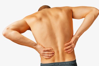 Acute pain in male lower back clipart