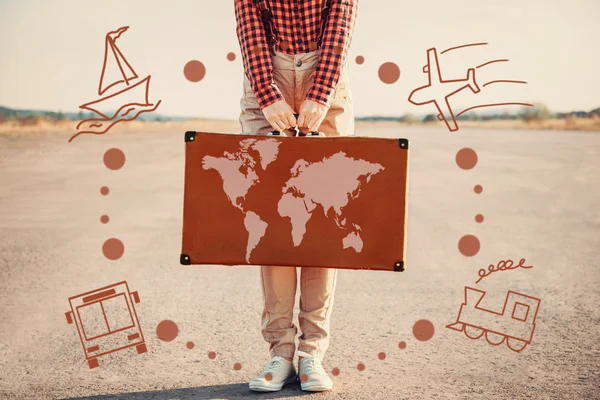 Tourist with suitcase — Stock Photo, Image