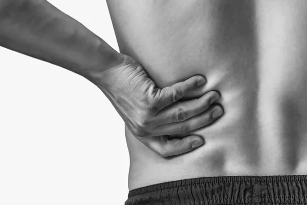 Pain in lower back, close-up — Stock Photo, Image