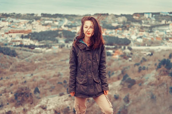 Woman in parka jacket outdoor — Stock Photo, Image