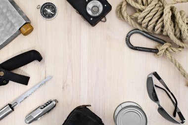 İstirahat ve turizm için öğeler kümesi.