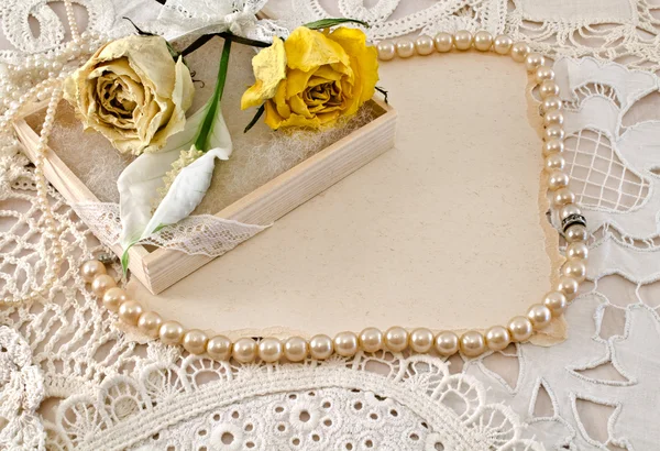 Frame with flowers and beads — Stock Image Frame with flowers and beads Stock Picture