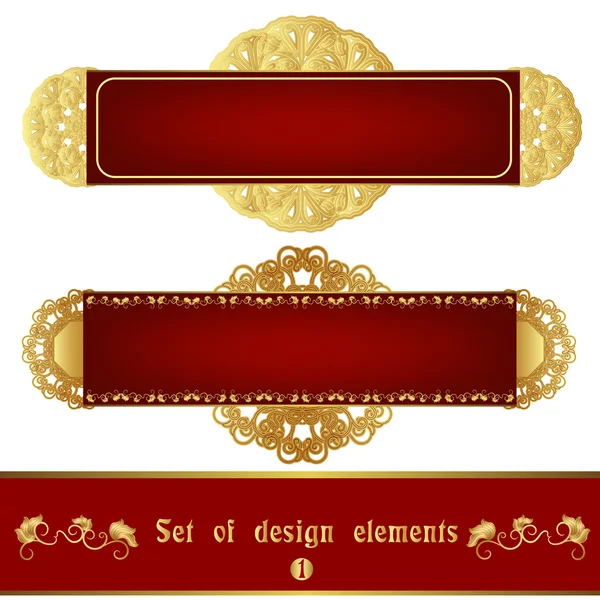 Rode etiketten met ornament — Stockvector